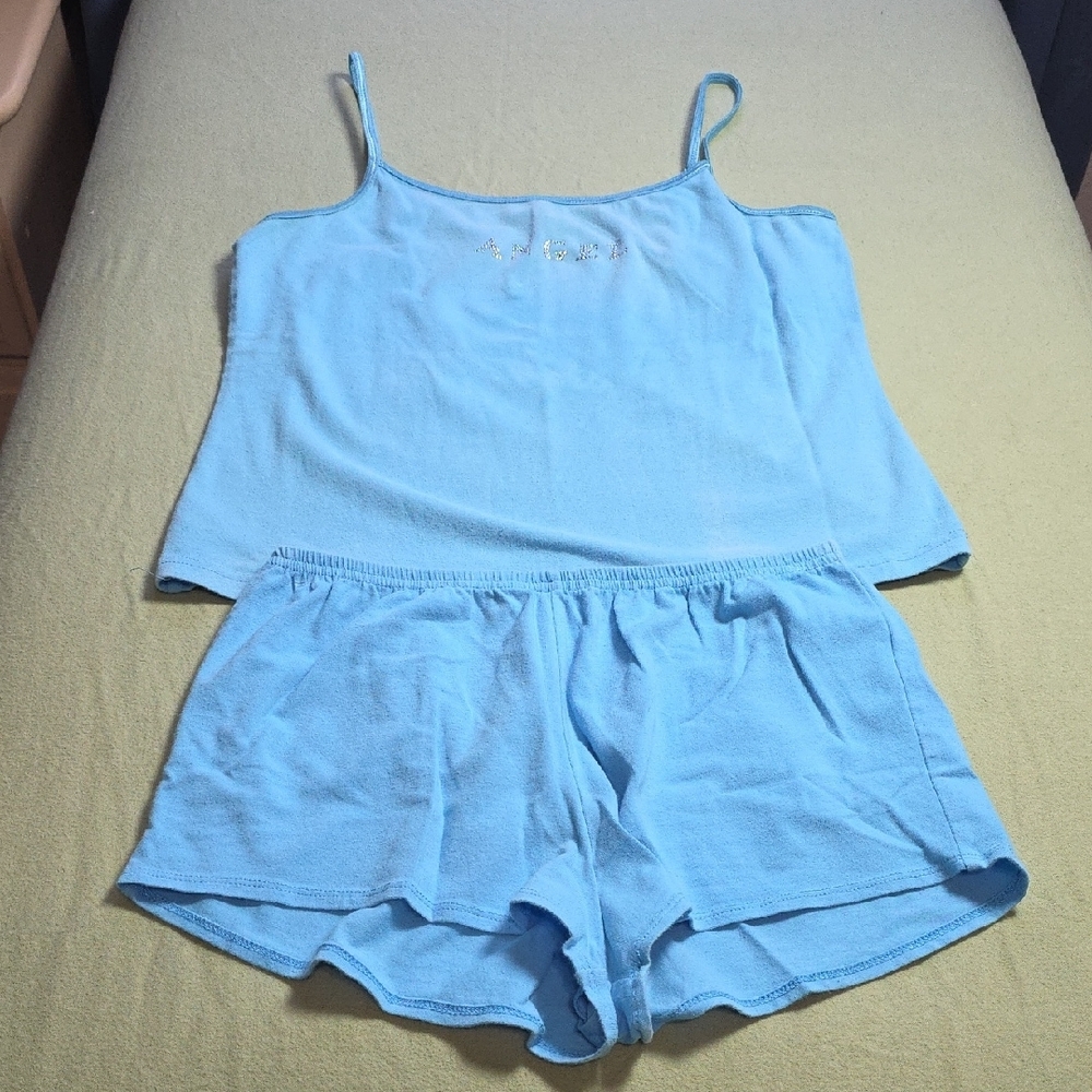 Vintage Blue Pajama Set with Camisole and Shorts Size S/P